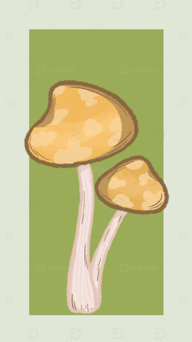 源文件下载【趣麦麦图】手绘蘑菇手机壁纸