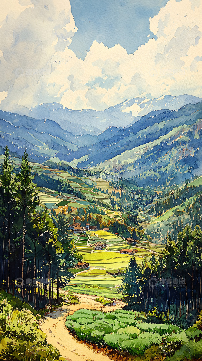 高清大图下载【趣麦麦图】水彩风景画