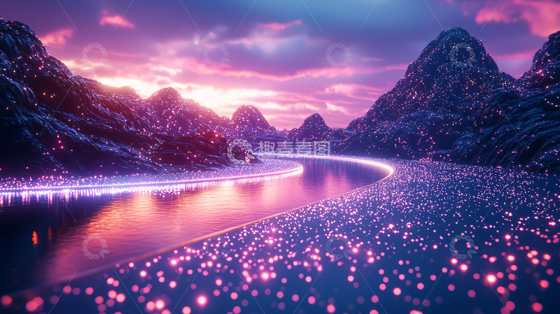 高清大图下载【趣麦麦图】梦幻紫色山河