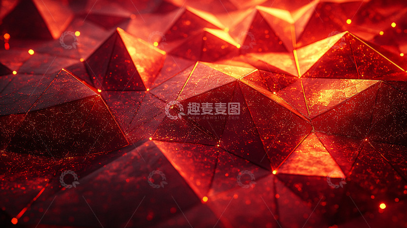 高清大图下载【趣麦麦图】红色发光几何体