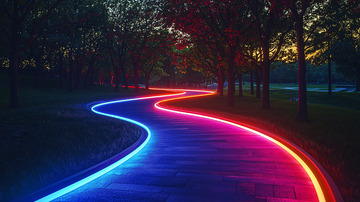 光绘小路夜景