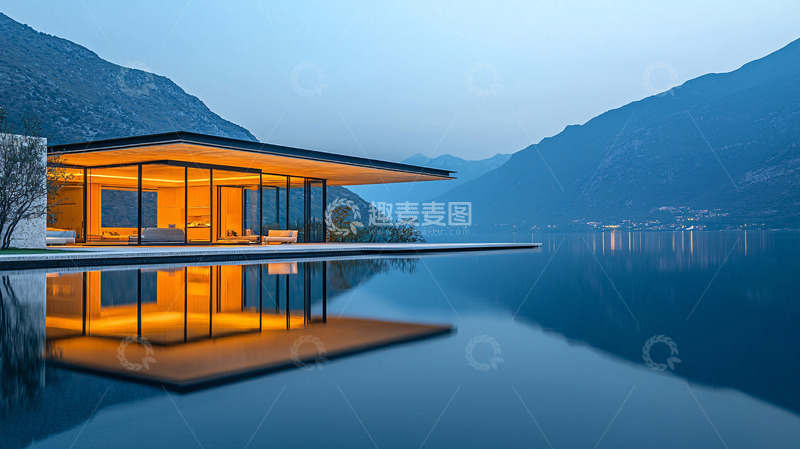 高清大图下载【趣麦麦图】山景泳池现代建筑