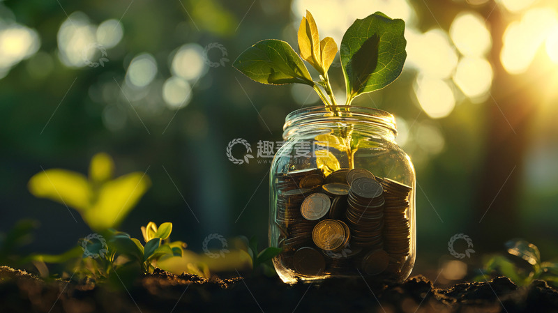 高清大图下载【趣麦麦图】阳光下玻璃瓶里的小植物