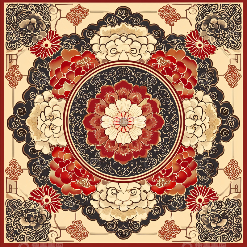 高清大图下载【趣麦麦图】精美中国风花卉图案