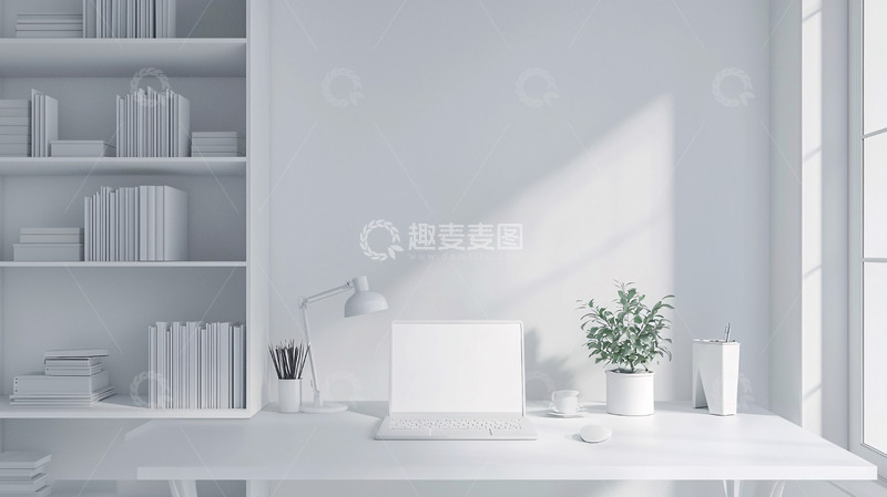 高清大图下载【趣麦麦图】极简风格白色办公桌