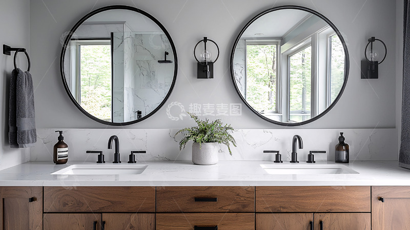 高清大图下载【趣麦麦图】现代简约双台盆浴室