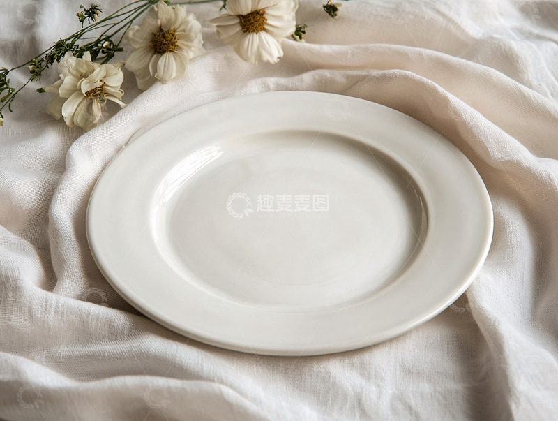 高清大图下载【趣麦麦图】素雅白色陶瓷餐盘