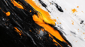 黑橙白油彩肌理抽象画