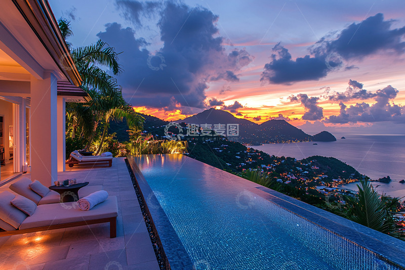 高清大图下载【趣麦麦图】海景别墅落日余晖