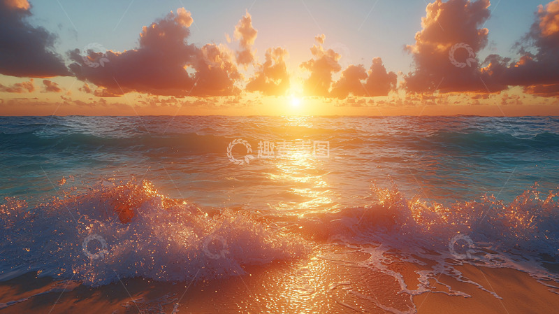 高清大图下载【趣麦麦图】海边日落