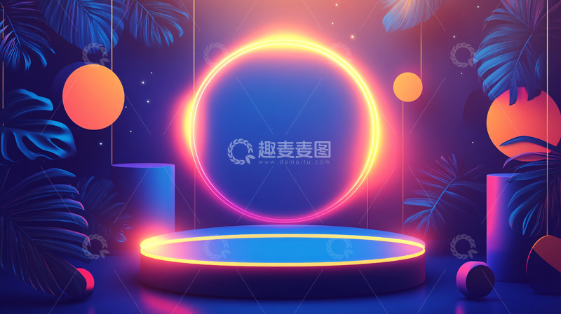 高清大图下载【趣麦麦图】霓虹灯环形展台