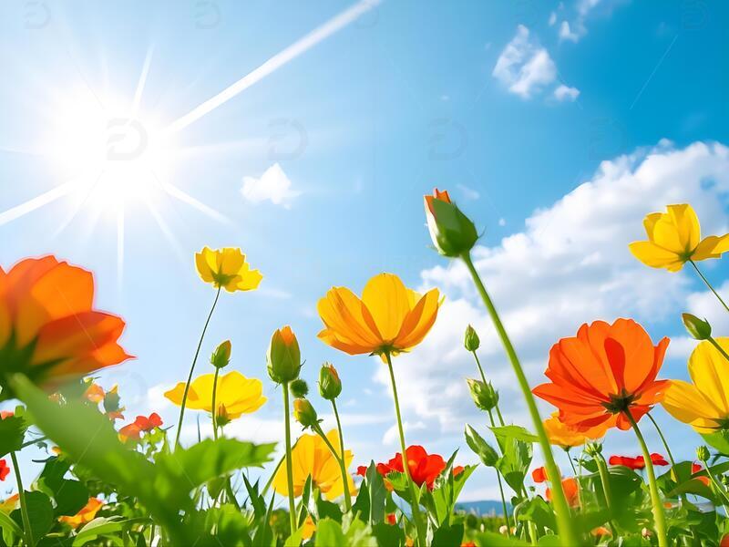 高清大图下载【趣麦麦图】春日花园 蓝天白云  清新愉悦 