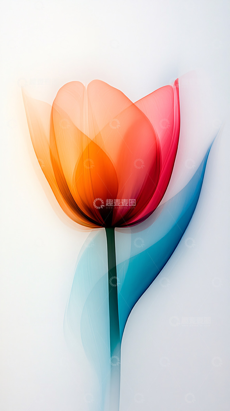 高清大图下载【趣麦麦图】彩色透明郁金香