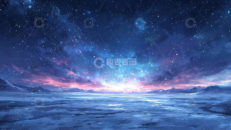 高清大图下载【趣麦麦图】星空下的雪地风景