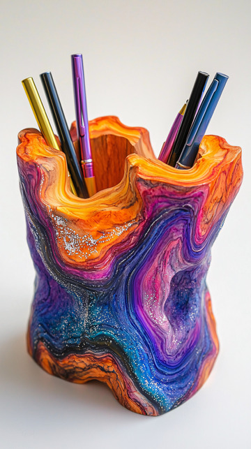 彩色树脂笔筒