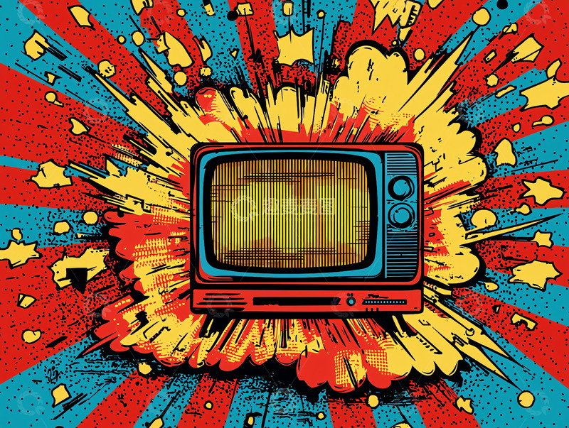 高清大图下载【趣麦麦图】复古电视爆炸漫画风格