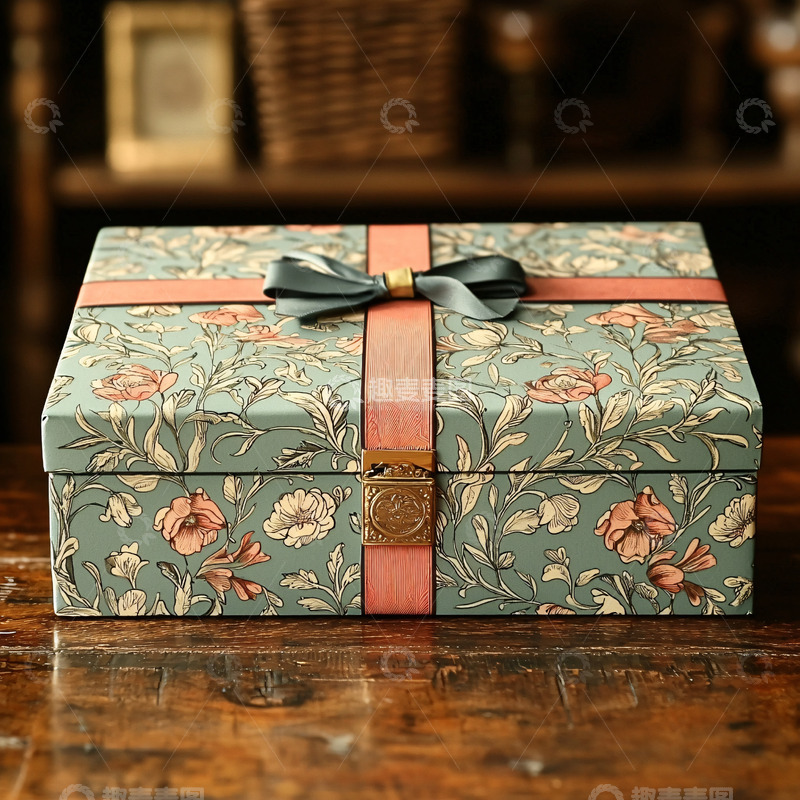 高清大图下载【趣麦麦图】精美复古花卉礼盒