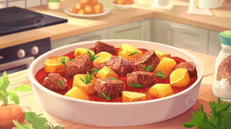 高清大图下载【趣麦麦图】美味的牛肉土豆炖菜