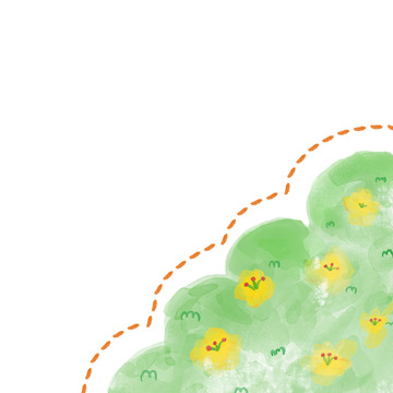 水彩，边角，春天