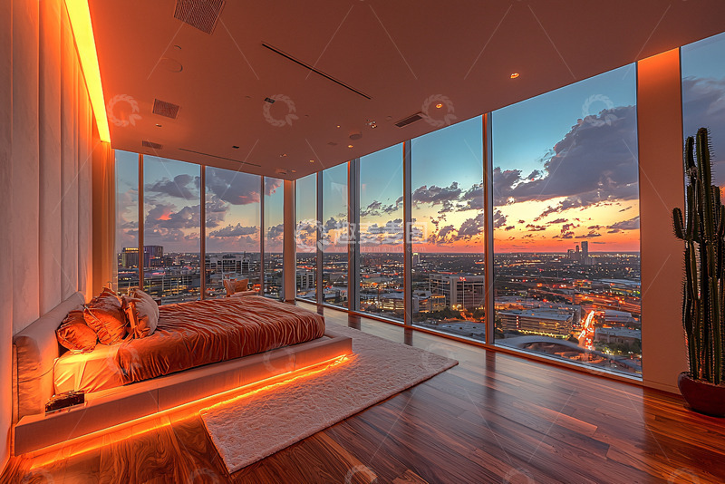 高清大图下载【趣麦麦图】极简风格卧室夜景