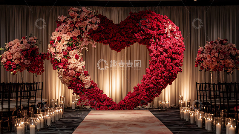 高清大图下载【趣麦麦图】红色花朵组成的心形装饰