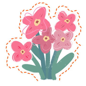 花朵，春天，手绘