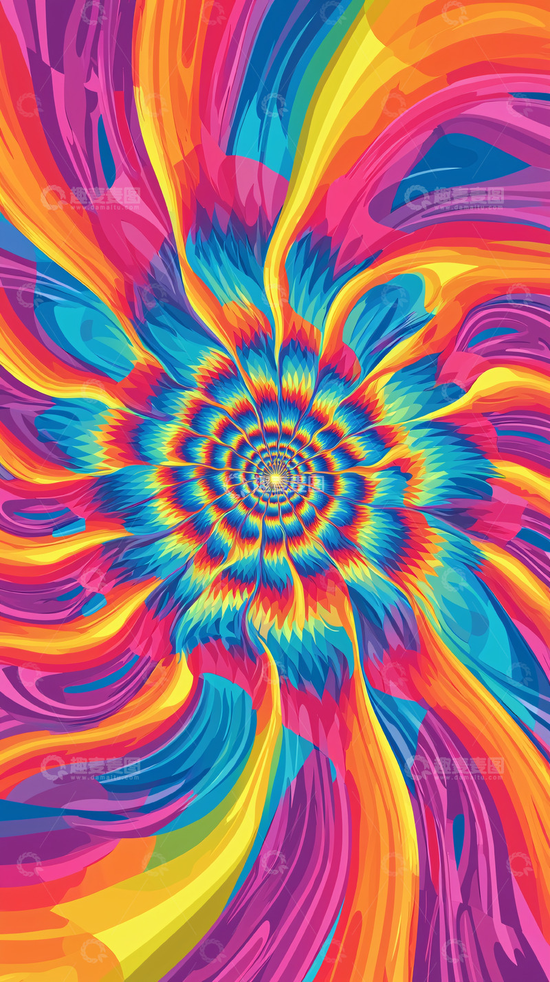高清大图下载【趣麦麦图】迷幻色彩漩涡绽放