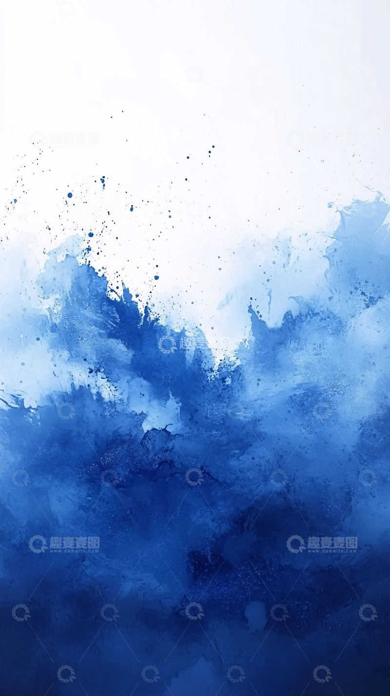 高清大图下载【趣麦麦图】蓝色水墨画抽象背景
