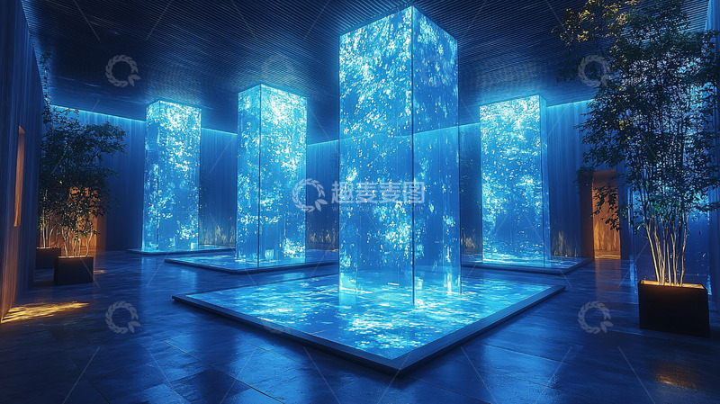 高清大图下载【趣麦麦图】蓝色水晶柱