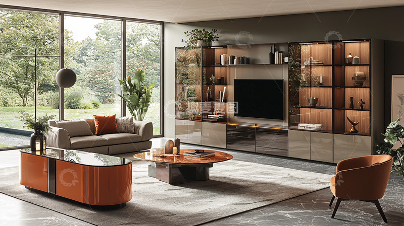 高清大图下载【趣麦麦图】现代轻奢客厅电视背景墙