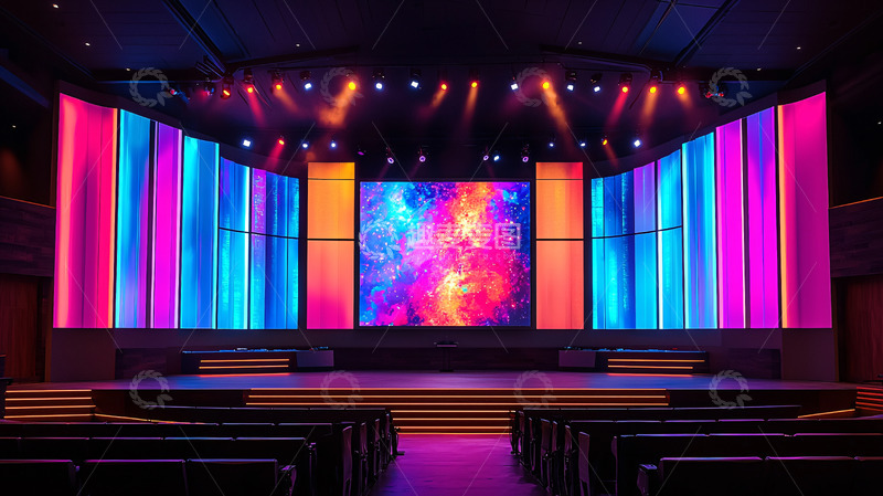 高清大图下载【趣麦麦图】彩色灯光舞台背景