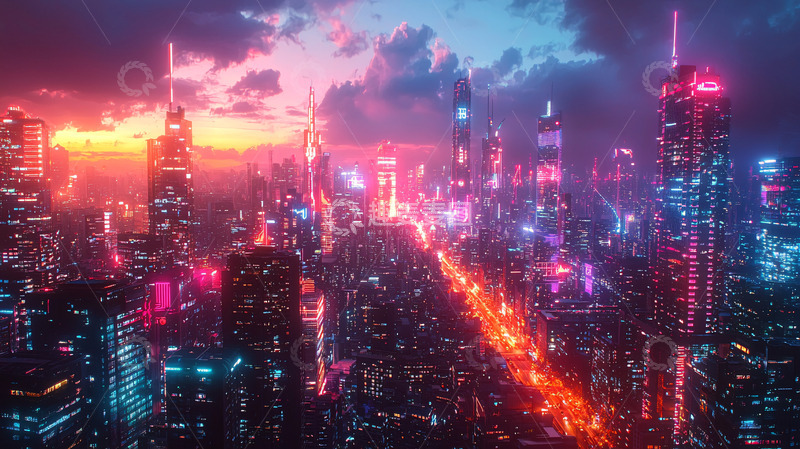 高清大图下载【趣麦麦图】未来都市夜景8