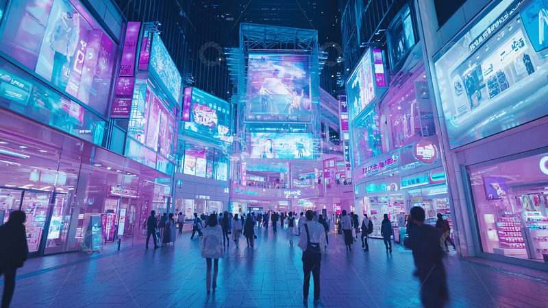 高清大图下载【趣麦麦图】霓虹灯闪烁的都市夜景