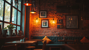 红砖墙工业风咖啡馆
