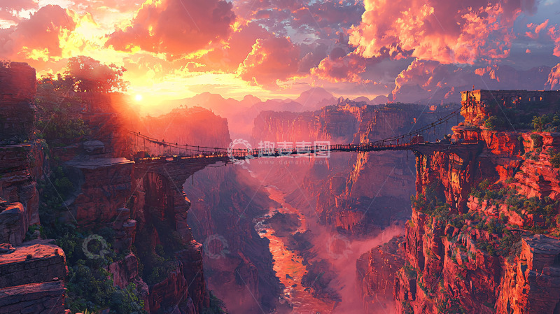 高清大图下载【趣麦麦图】峡谷日落景色