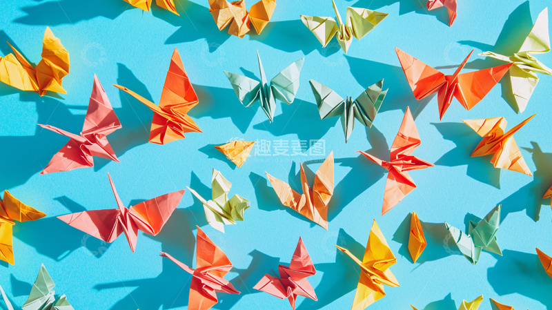 高清大图下载【趣麦麦图】彩色纸鹤