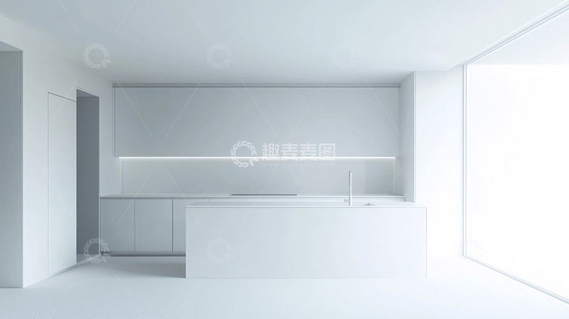 高清大图下载【趣麦麦图】极简风白色现代厨房