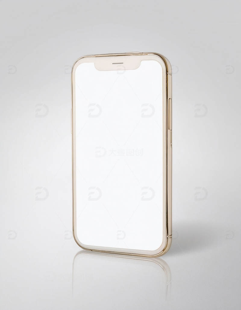 高清大图下载【趣麦麦图】金色边框空白屏幕的智能手机
