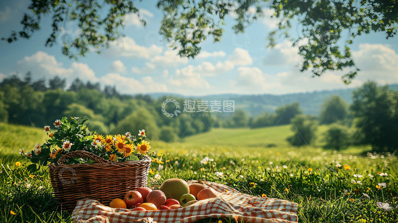 高清大图下载【趣麦麦图】田园风光野餐篮