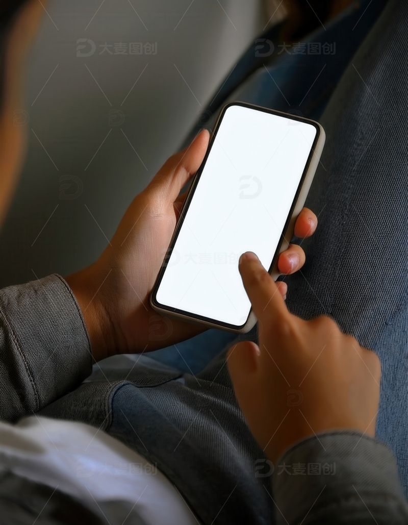 高清大图下载【趣麦麦图】手点空白屏，人持智能手机