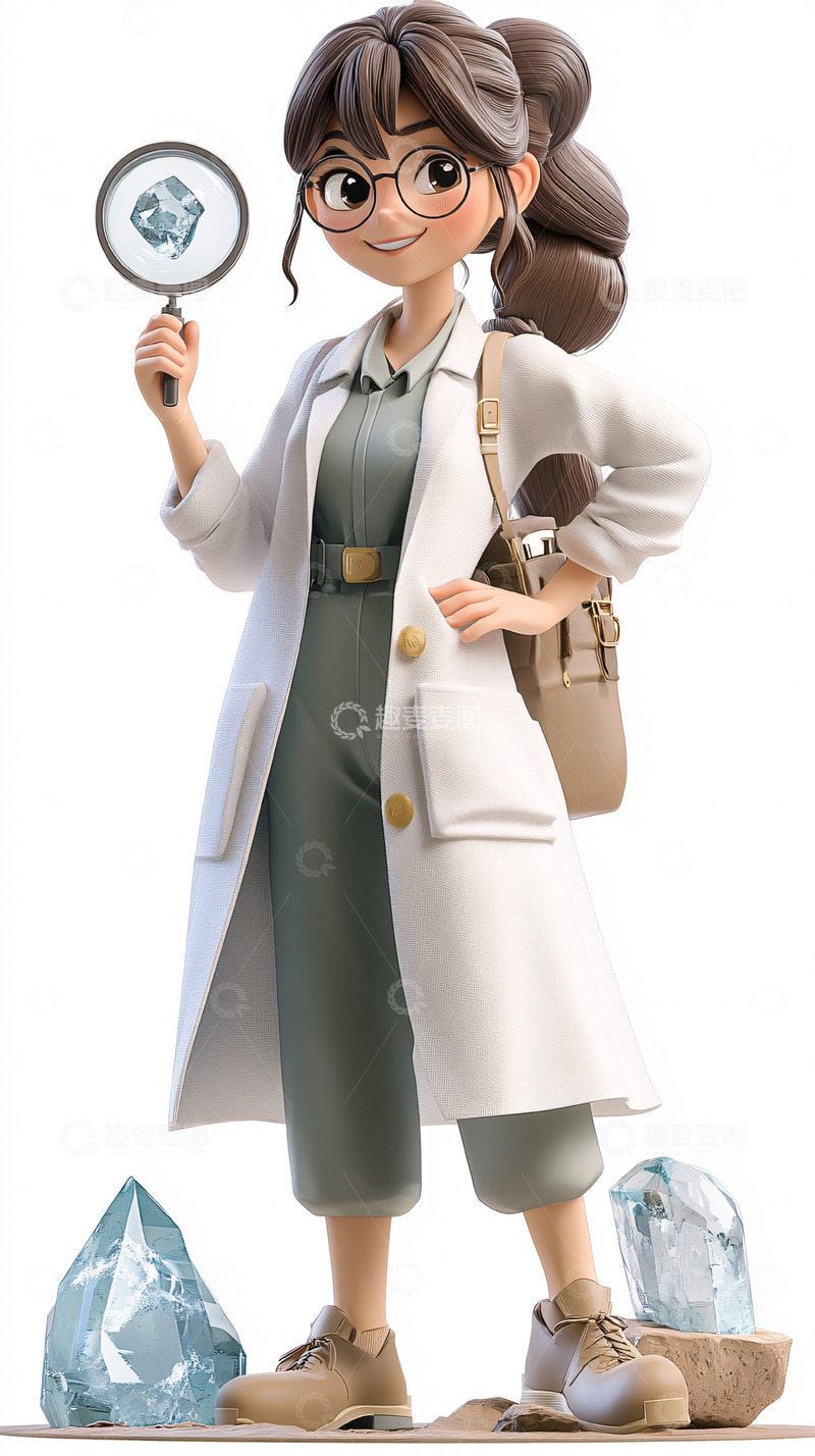高清大图下载【趣麦麦图】卡通女科学家