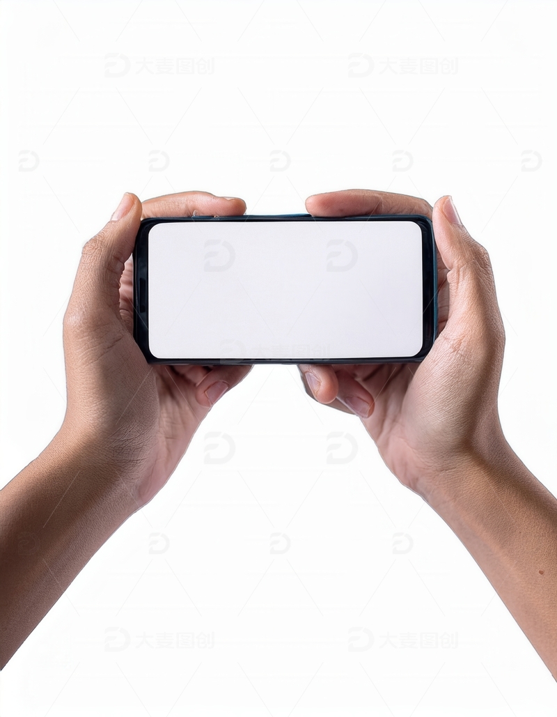 高清大图下载【趣麦麦图】双手持握空白屏的智能手机