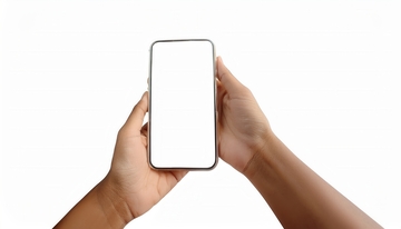 双手捧持空白屏的现代智能手机