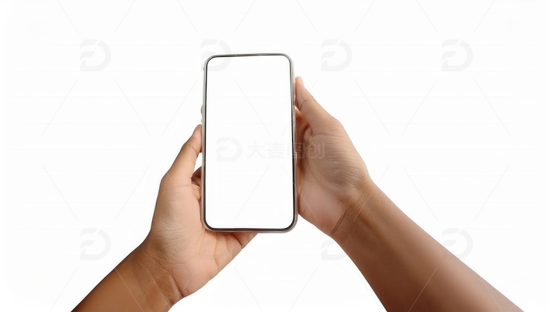 高清大图下载【趣麦麦图】双手捧持空白屏的现代智能手机