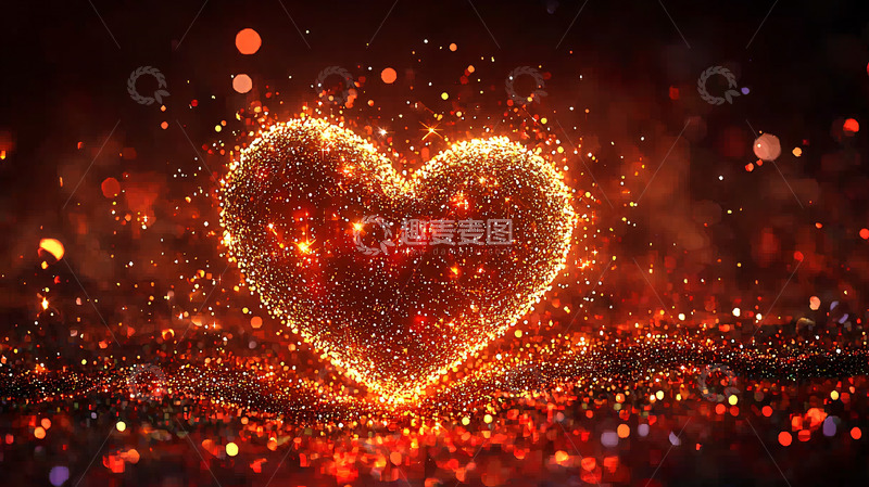 高清大图下载【趣麦麦图】火光闪耀的爱心