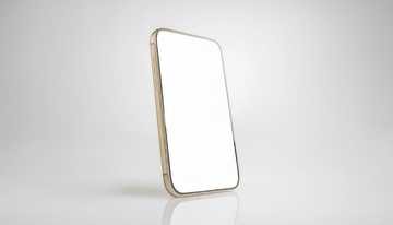 金色边框直立的空白屏手机样机