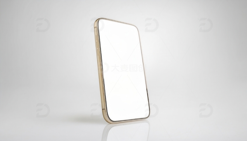 高清大图下载【趣麦麦图】金色边框直立的空白屏手机样机