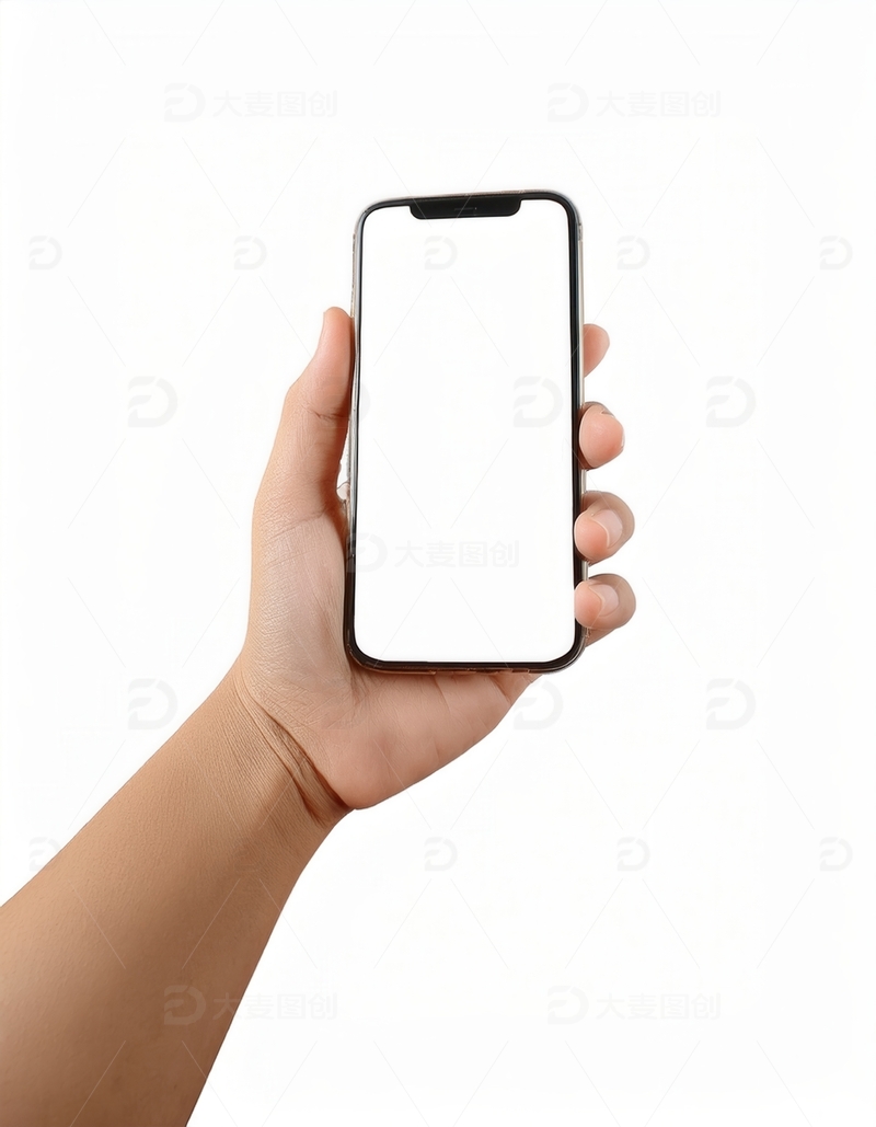 高清大图下载【趣麦麦图】单手拿着空白屏幕的智能手机