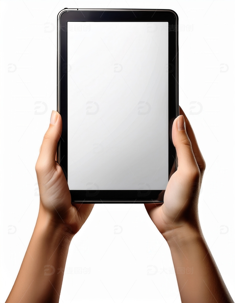 高清大图下载【趣麦麦图】双手持握空白屏幕的平板电脑