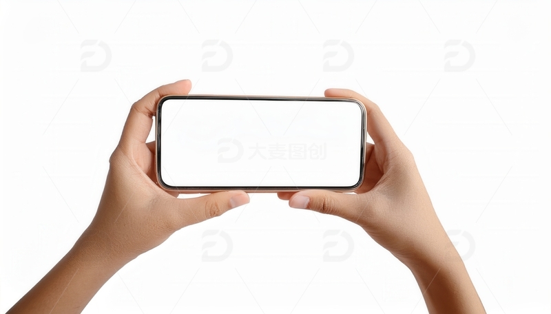 高清大图下载【趣麦麦图】双手持握空白屏幕的智能手机